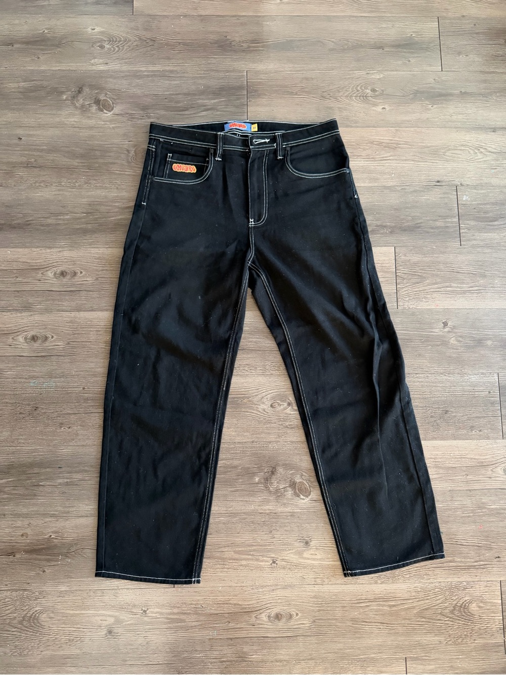 Empyre Loose Fit Embroidered Black Denim Skate Pants